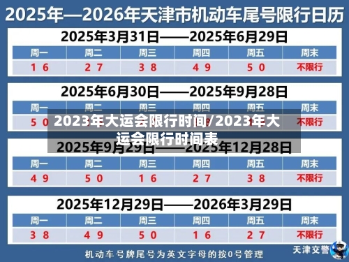 2023年大运会限行时间/2023年大运会限行时间表-第1张图片